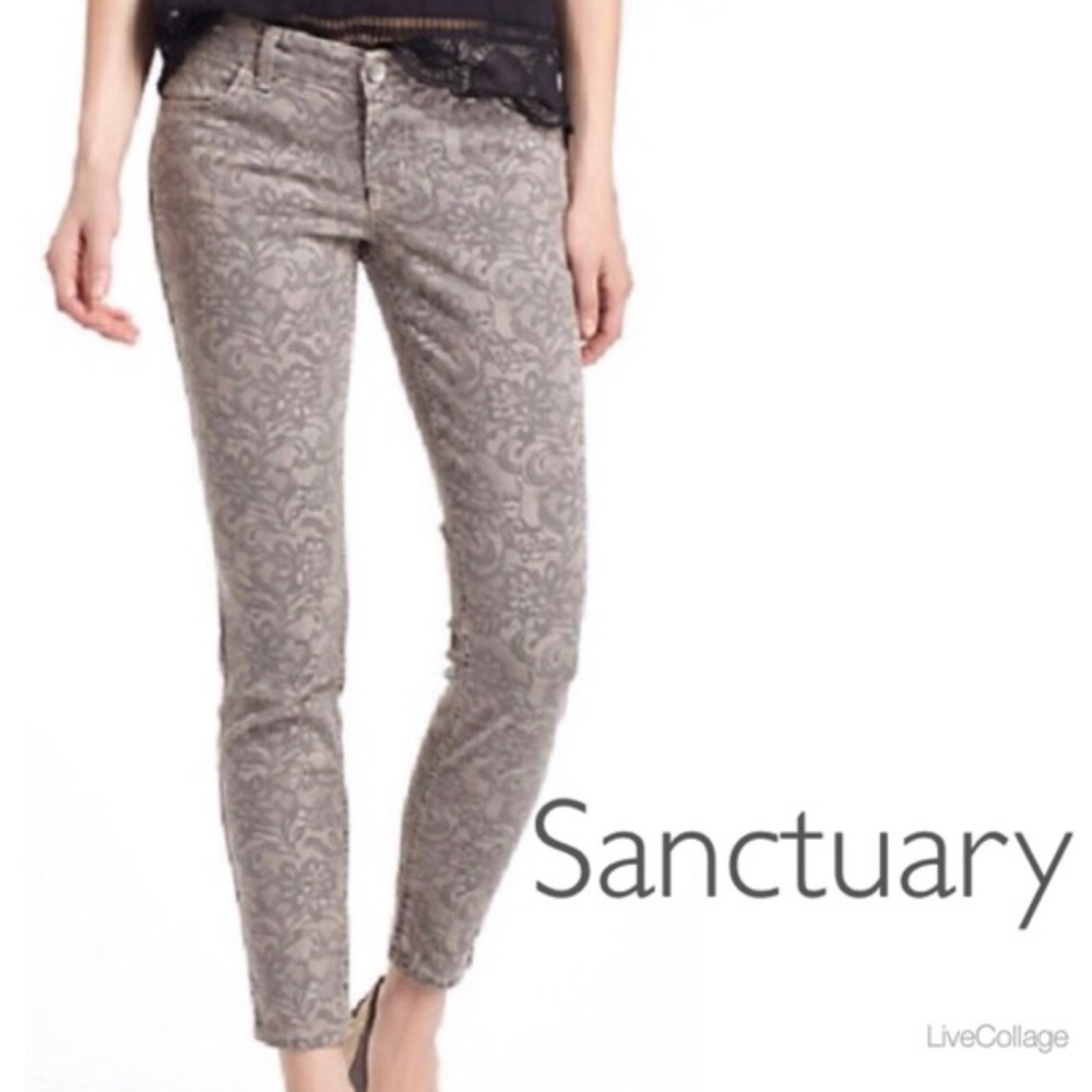Anthropologie Sanctuary Floral Lace Print Ankle Jeans